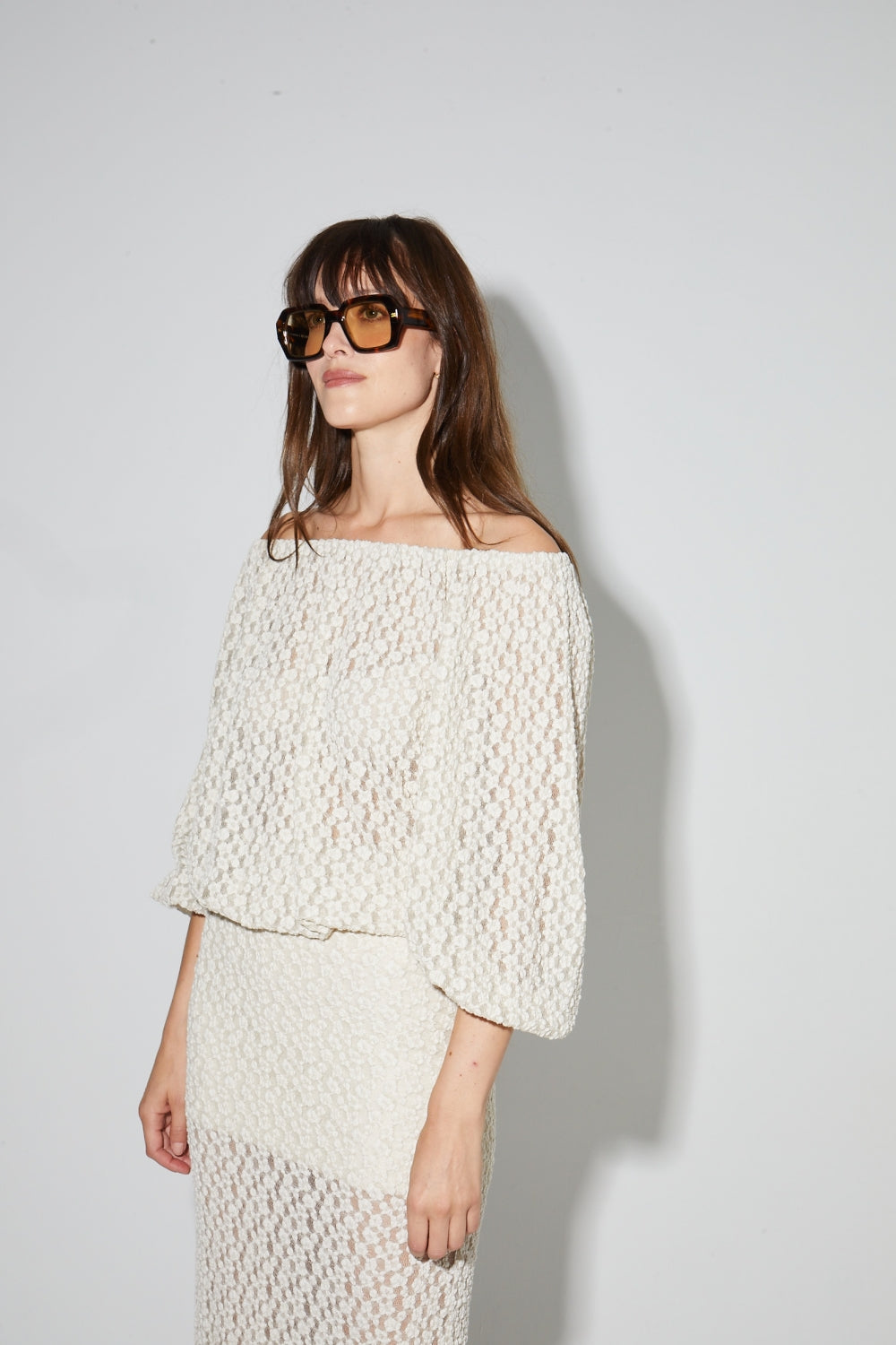 Blusa Giulia De Flores De Encaje Natural Made In Italy