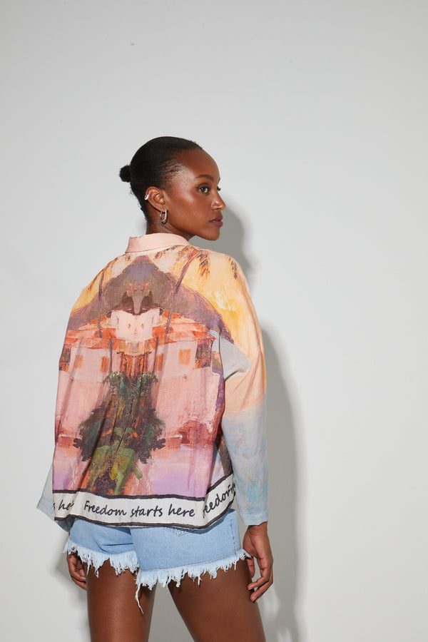 Freedom Print Iris Shirt Made In Italy