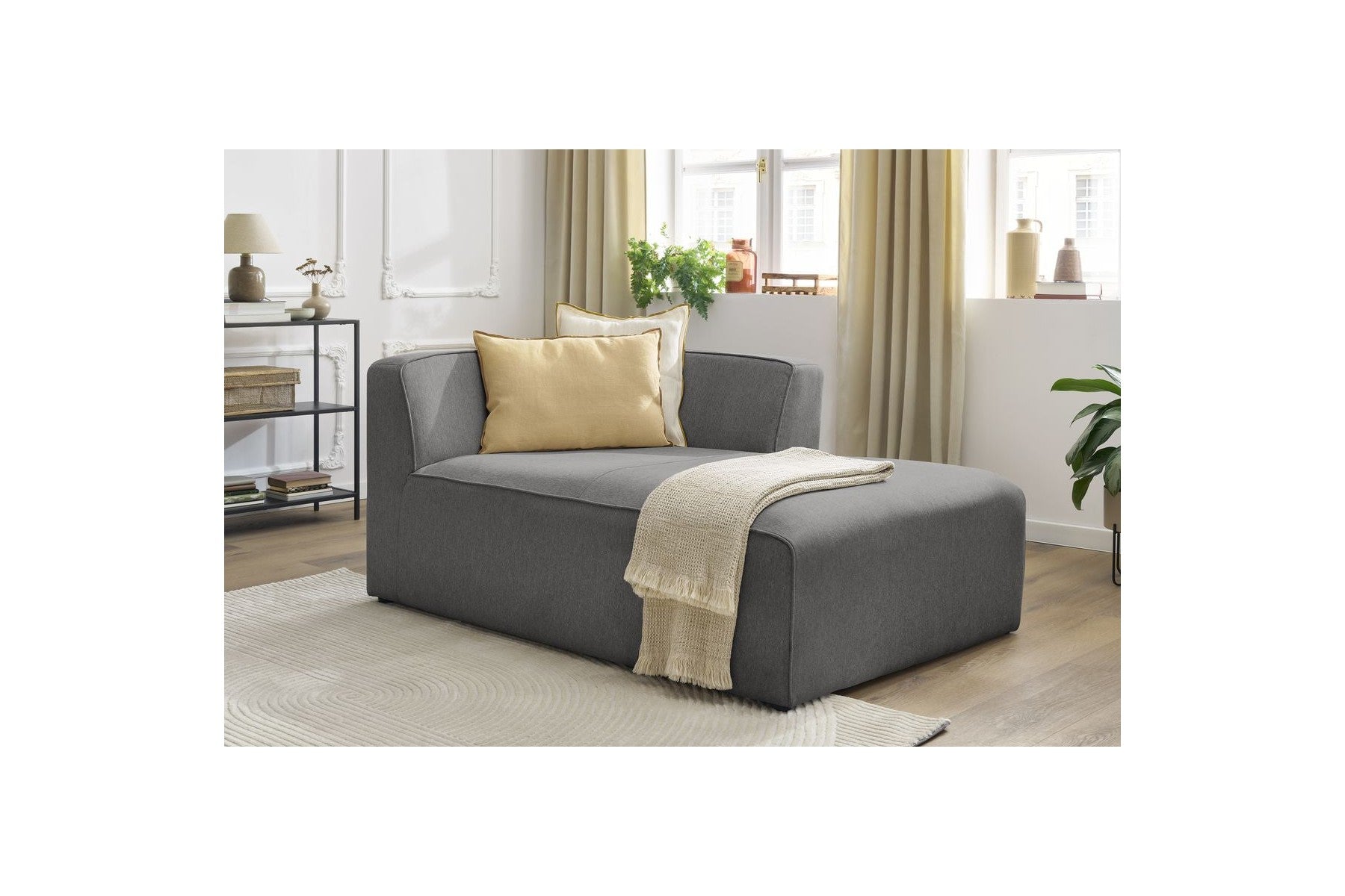 Méridienne Pour Canapé Modulable Megeve - Tissu Chiné - Angle Droit