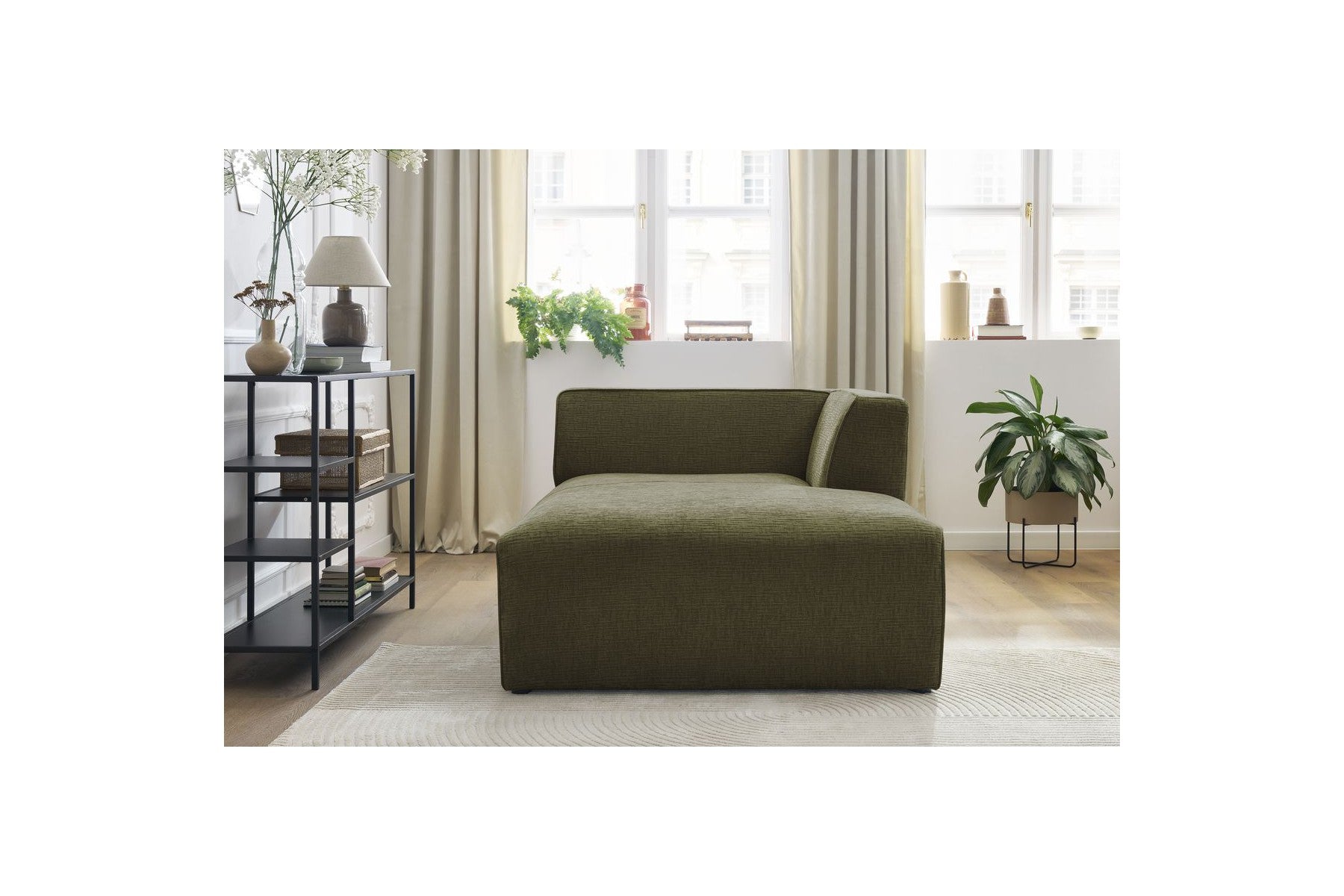 Méridienne Pour Canapé Modulable Megeve - Tissu Texturé - Angle Droit