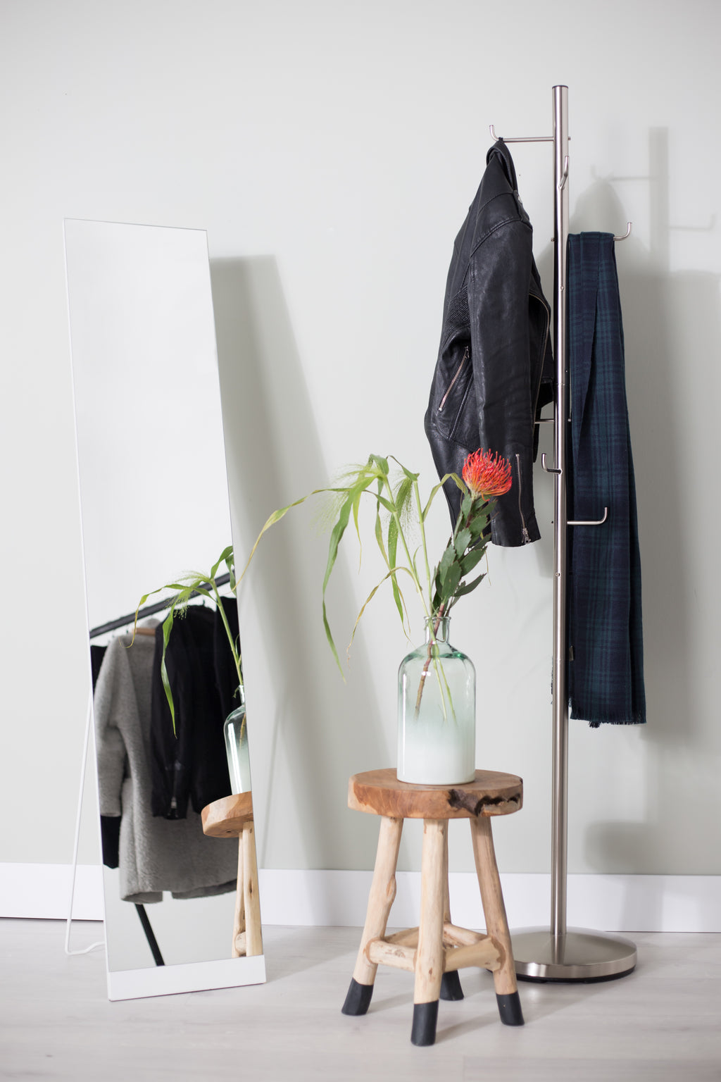 Stand - Miroir - Acier - Blanc