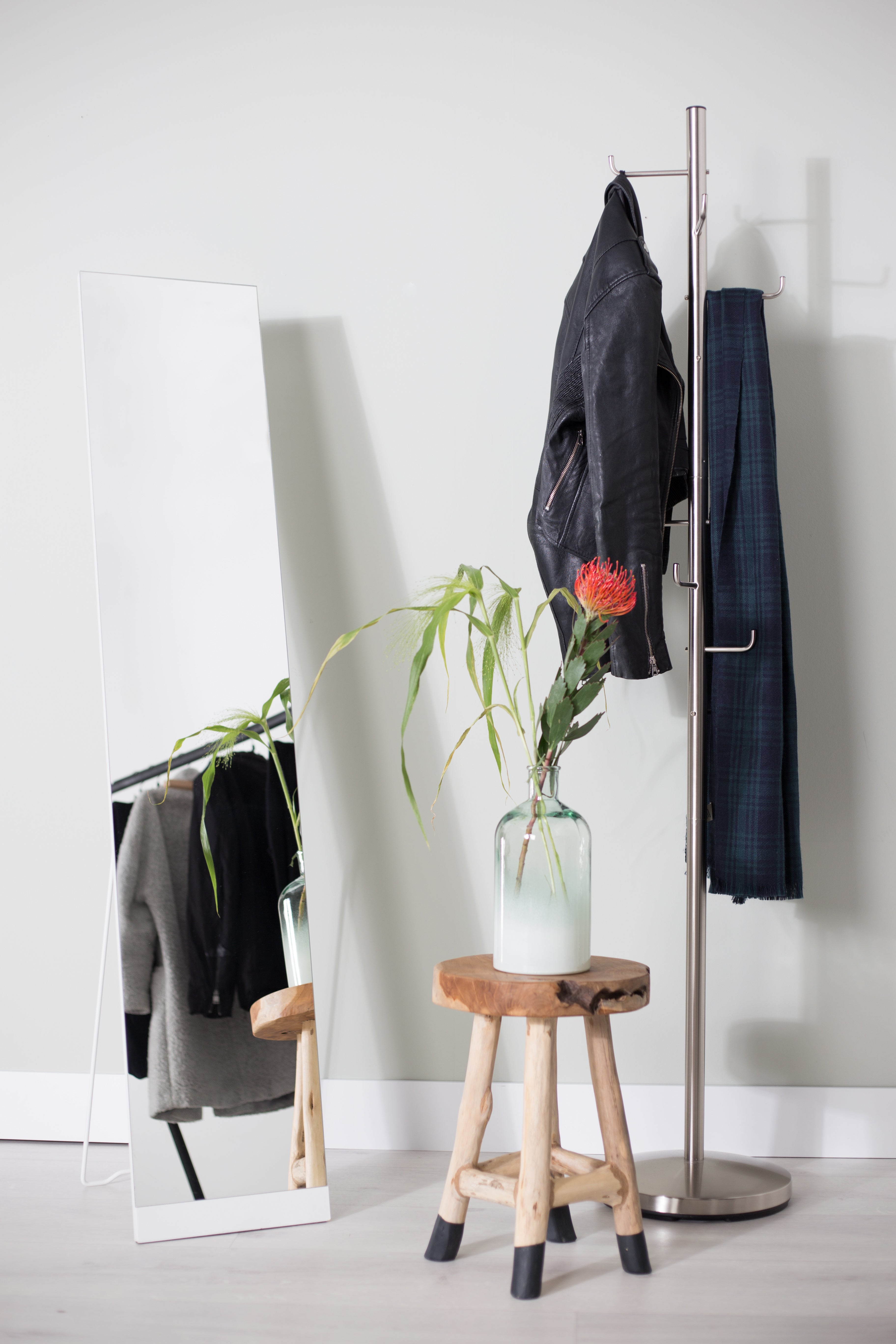 Stand - Miroir - Acier - Blanc