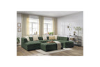 Megeve - Fixed Panoramic Sofa - With Footstool - Mottled Fabric - Left-Hand Corner