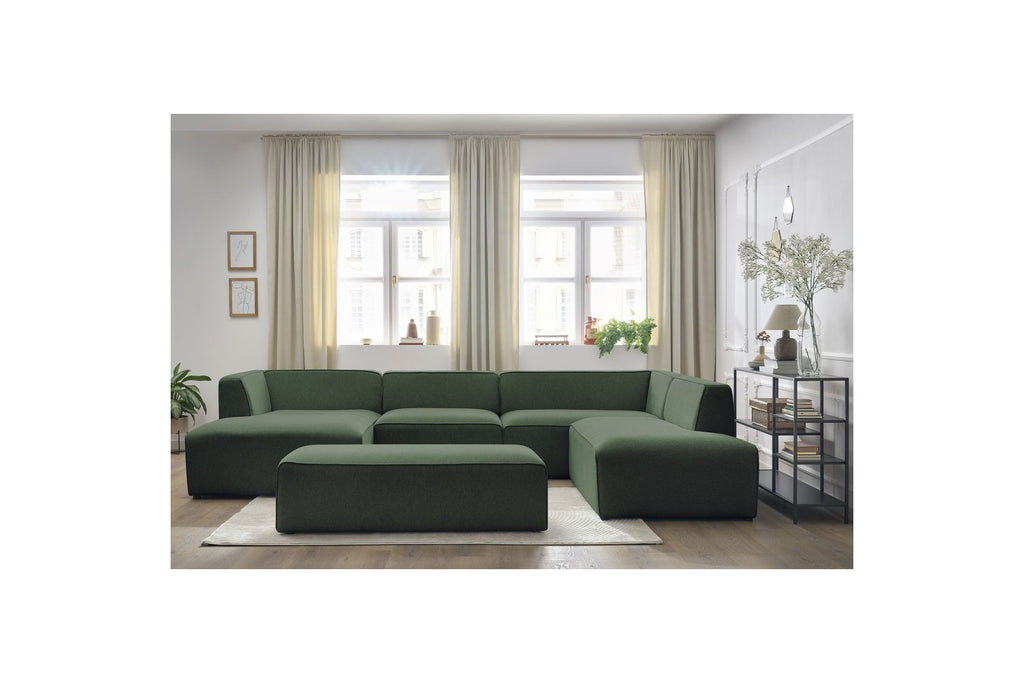 Megeve - Fixed Panoramic Sofa - With Footstool - Mottled Fabric - Left-Hand Corner