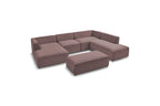Megeve - Fixed Panoramic Sofa - With Footstool - Mottled Fabric - Left-Hand Corner