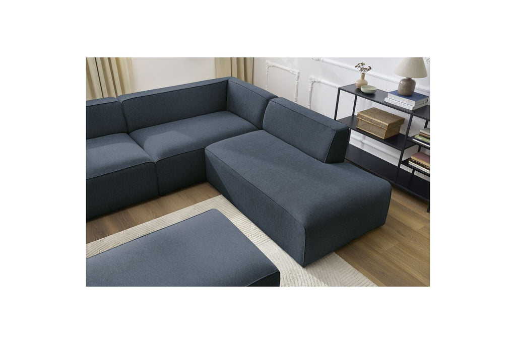 Megeve - Fixed Panoramic Sofa - With Footstool - Mottled Fabric - Left-Hand Corner