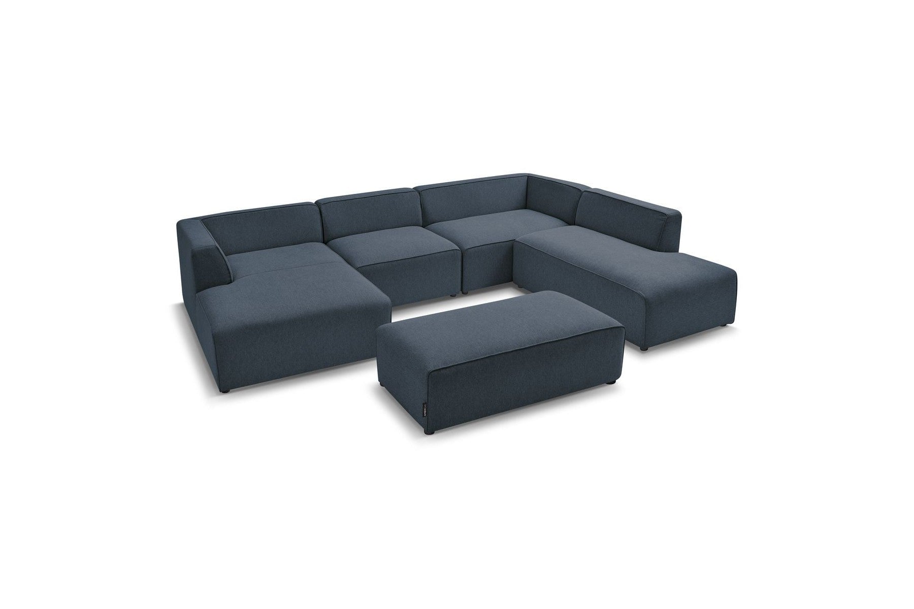 Megeve - Fixed Panoramic Sofa - With Footstool - Mottled Fabric - Left-Hand Corner