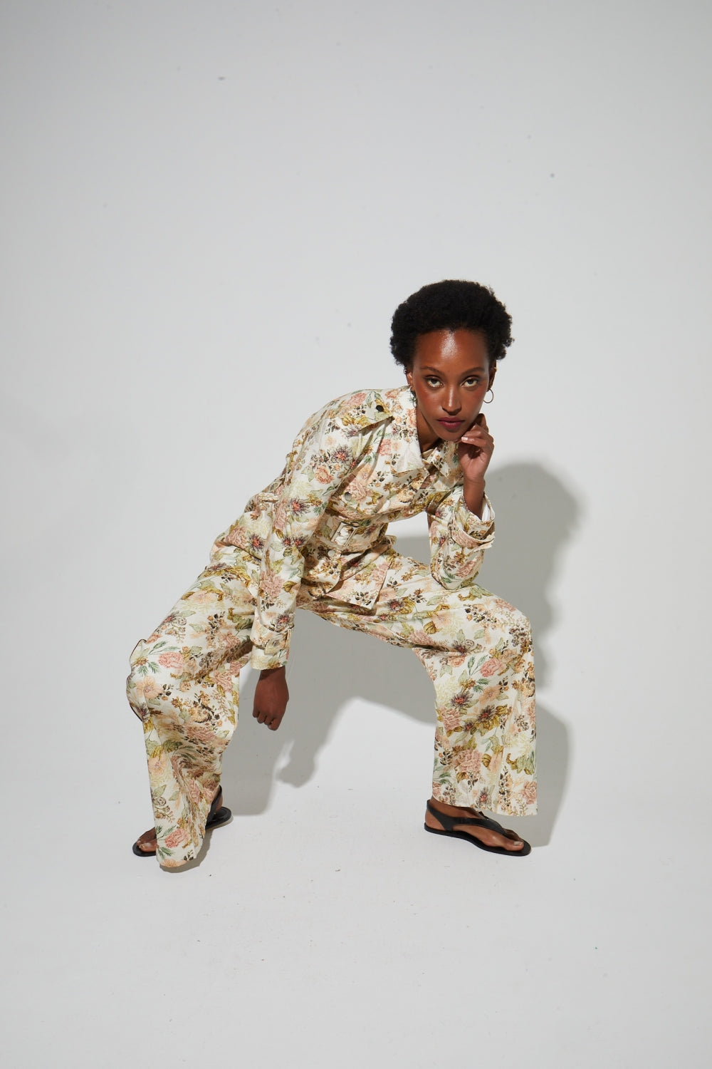 Wally Esprit Workwear Jacket, Vintage Flower Print Made in Italy