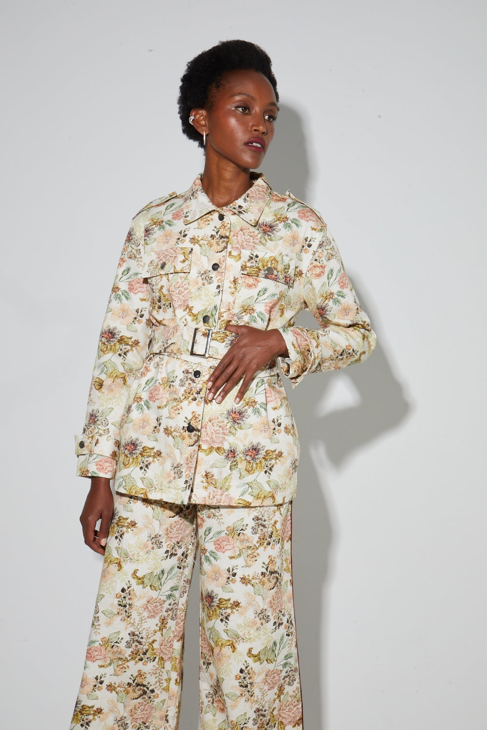 Wally Esprit Workwear Jacket, Vintage Flower Print Made in Italy