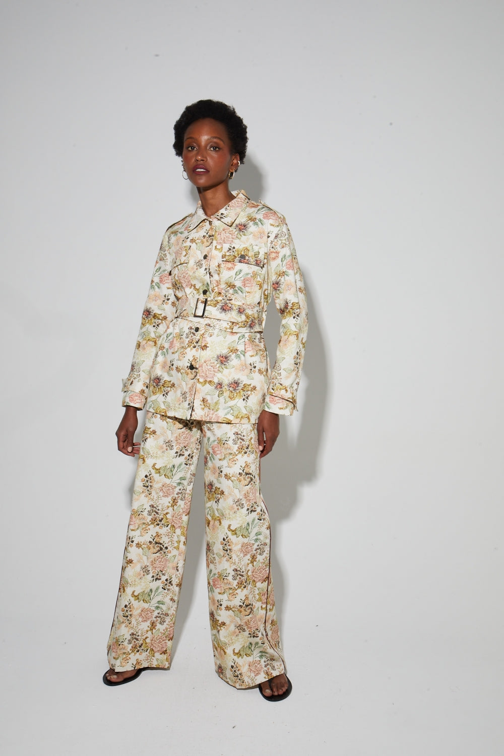 Wally Esprit Workwear Jacket, Vintage Flower Print Made in Italy