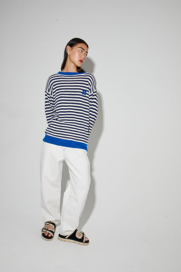 Cleo Blue sailor knit in cotton terry yarn, made in Italy