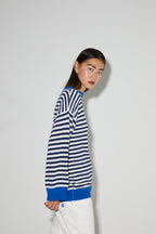 Maille Marinère Cleo Blue En Fil De Coton Éponge, Fabriquée En Italie