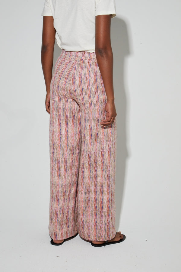 Pantalon Charlie Tissage Echo Rose Fabriqué En Italie - Tweed