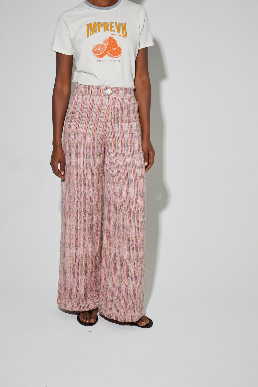 Pantalon Charlie Tissage Echo Rose Fabriqué En Italie