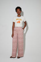 Pantalon Charlie Tissage Echo Rose Fabriqué En Italie