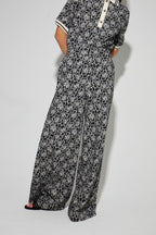 Pantalon Charlie Panama Flower Black, Fabriqué En Italie