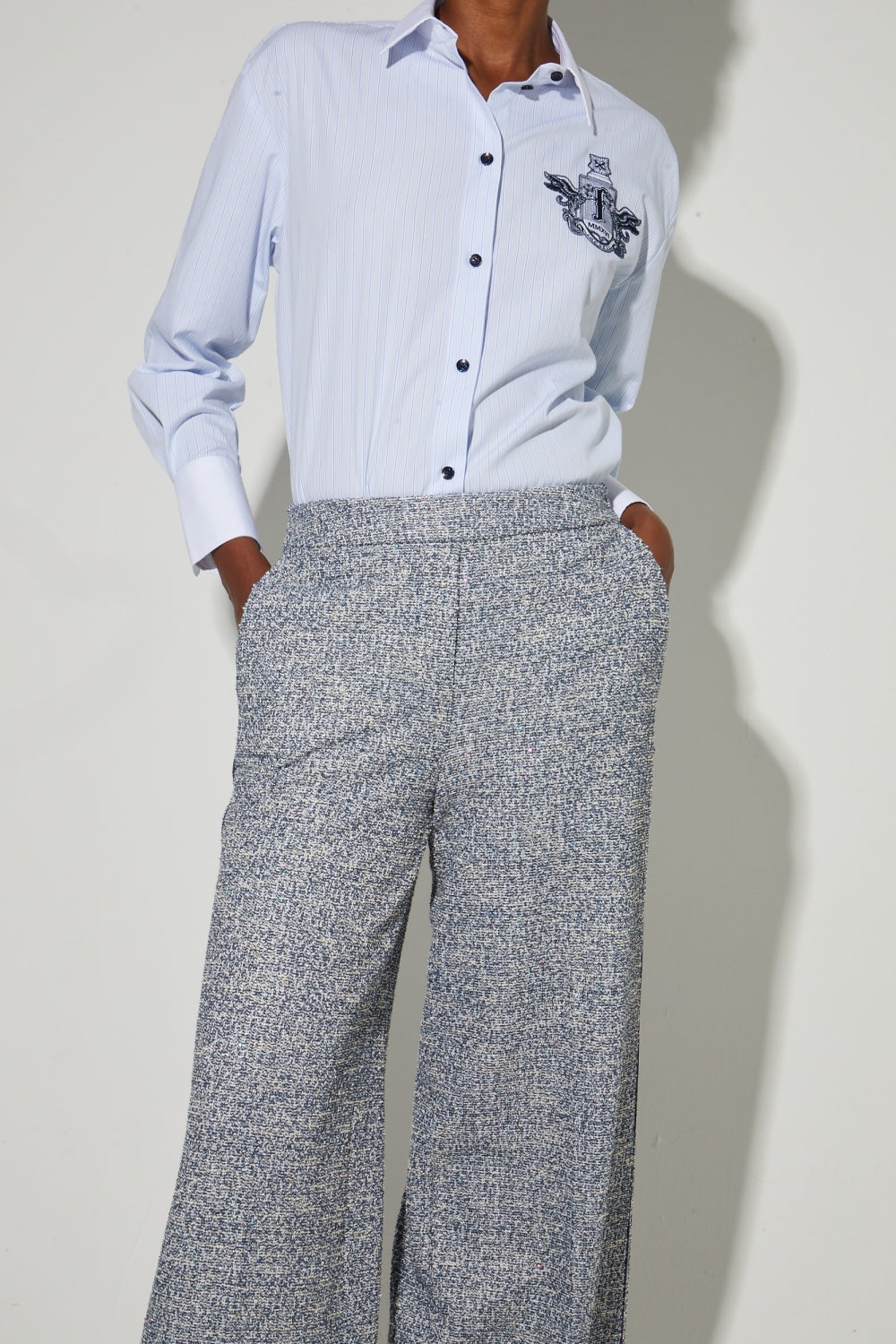 Pantalon Charlie Tricot Blue, Fabriqué En Italie