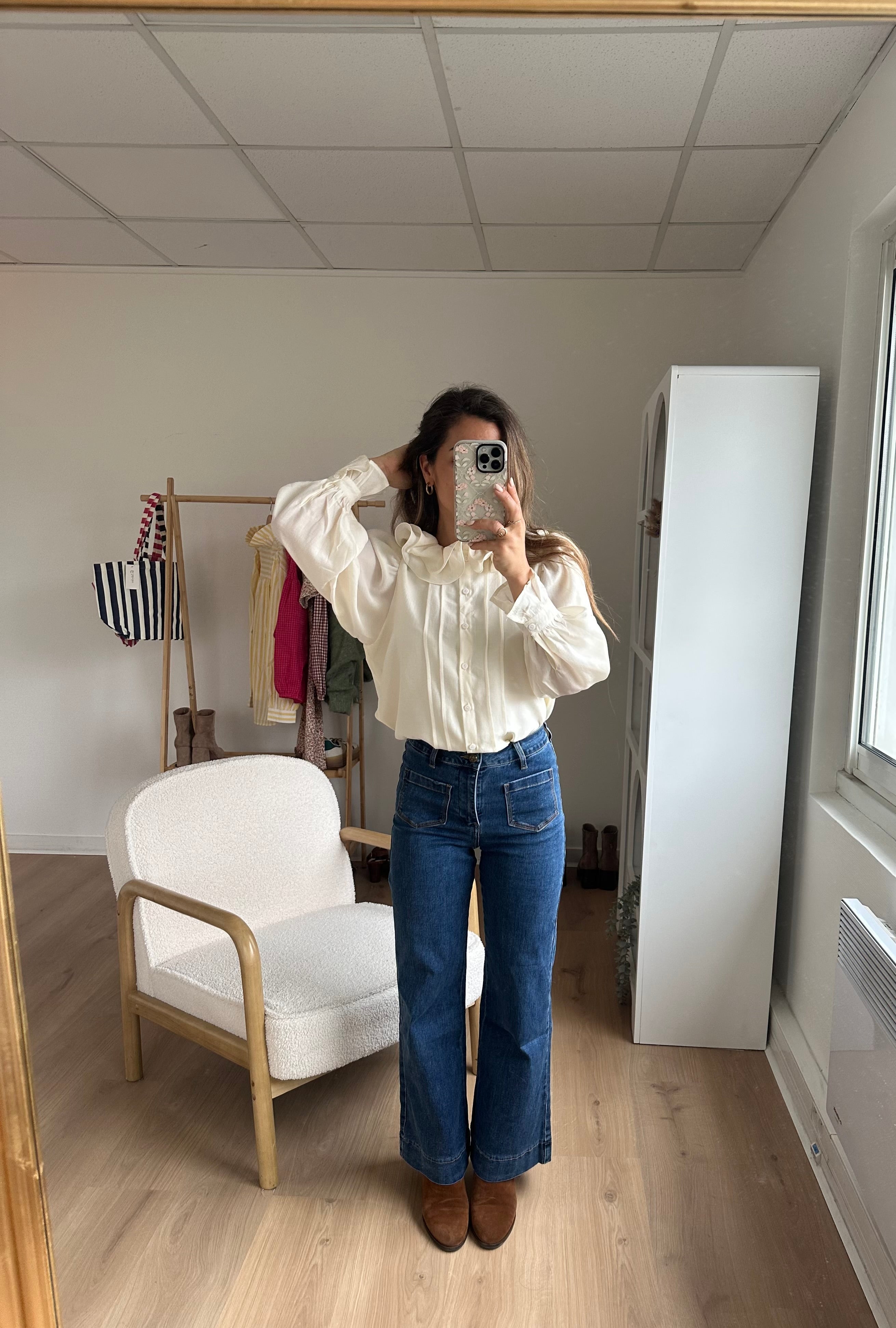 Brown Blouse Ecru