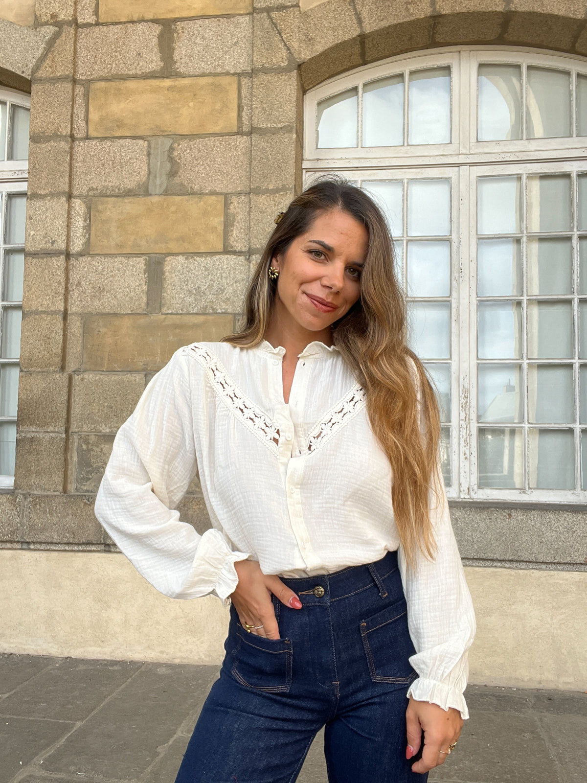 Blusa bordada cruda Angèle