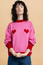 Como Pink Red Hearts Sweater
