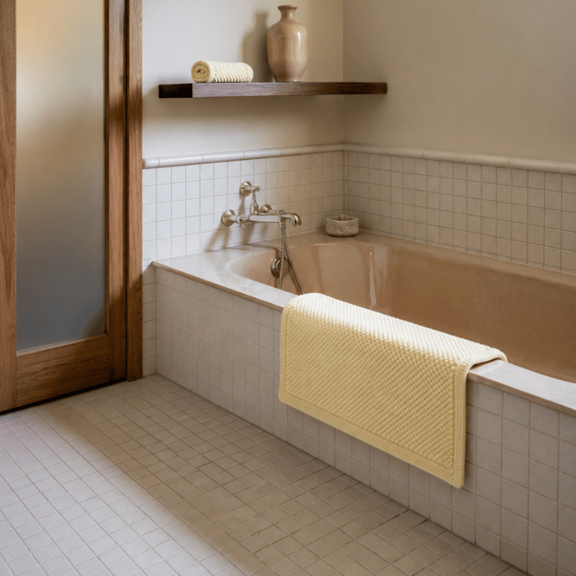 Tapis De Bain En Coton Bouclé - Beurre