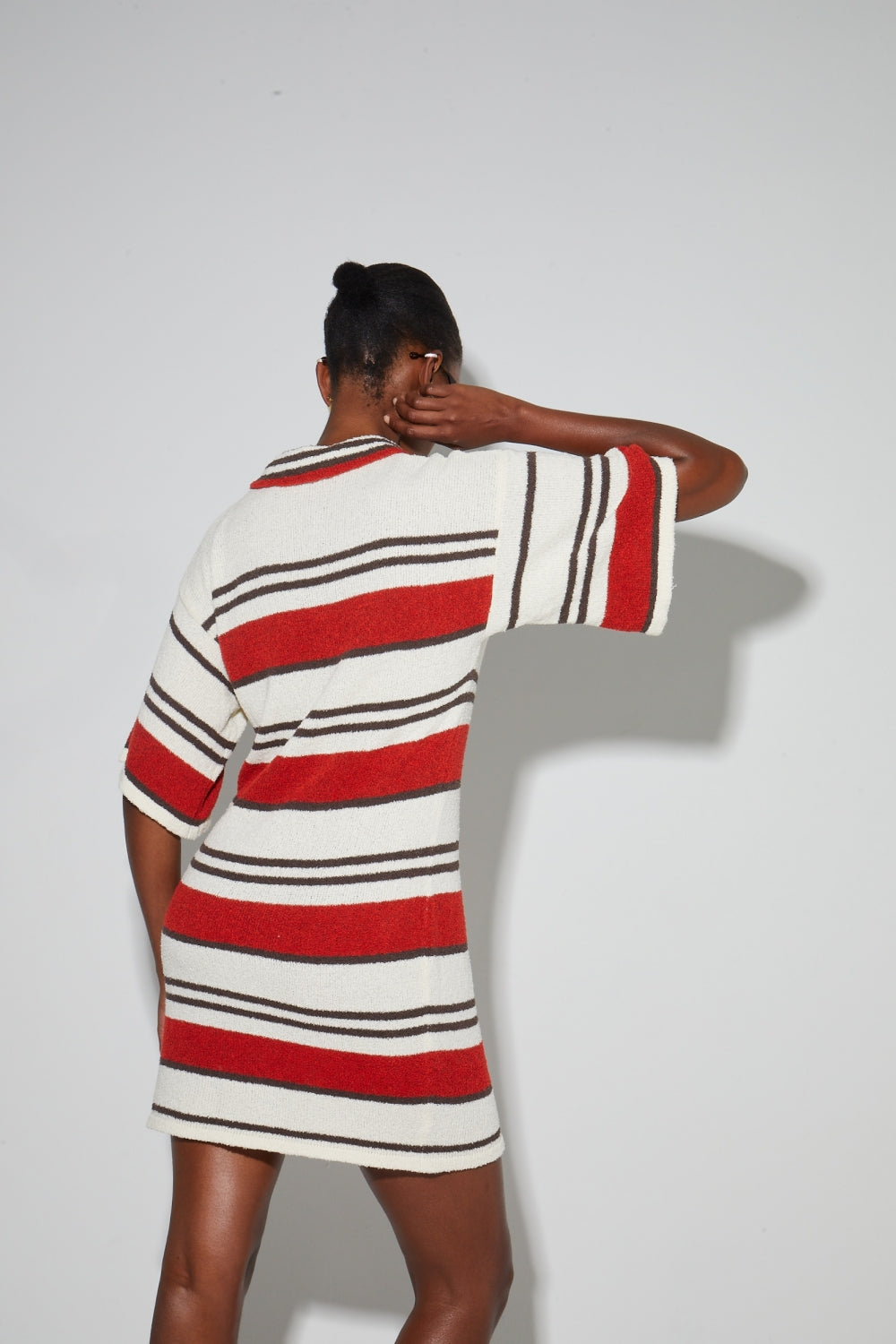 Ricky Chocolat Polo Dress In Cotton Terry Yarn, Knitted In Italy