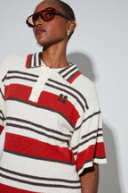 Ricky Chocolat Polo Dress In Cotton Terry Yarn, Knitted In Italy