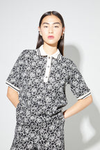 Polo Panama Flower Negro, Hecho En Italia