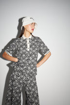 Polo Panama Flower Negro, Hecho En Italia