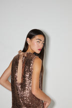 Top Foxy De Lentejuelas Bronce, Hecho En Italia