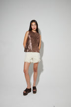 Top Foxy De Lentejuelas Bronce, Hecho En Italia