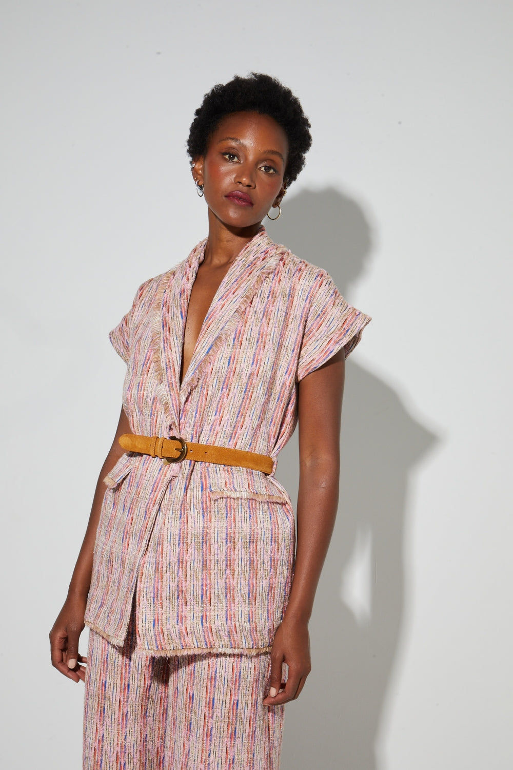 Veste Anouk Tissage Italien Echo Rose - Tweed
