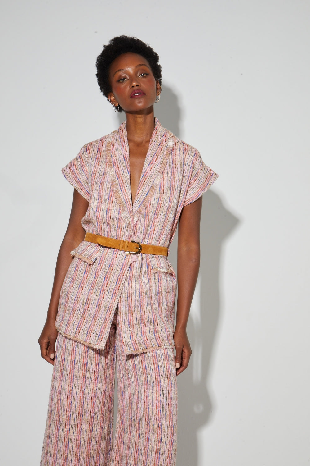 Veste Anouk Tissage Italien Echo Rose - Tweed