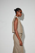 Veste Jade Sm En Lin Bicolore Brown Fabriquée En Italie