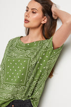 Bandana T-Shirt - Green - Women