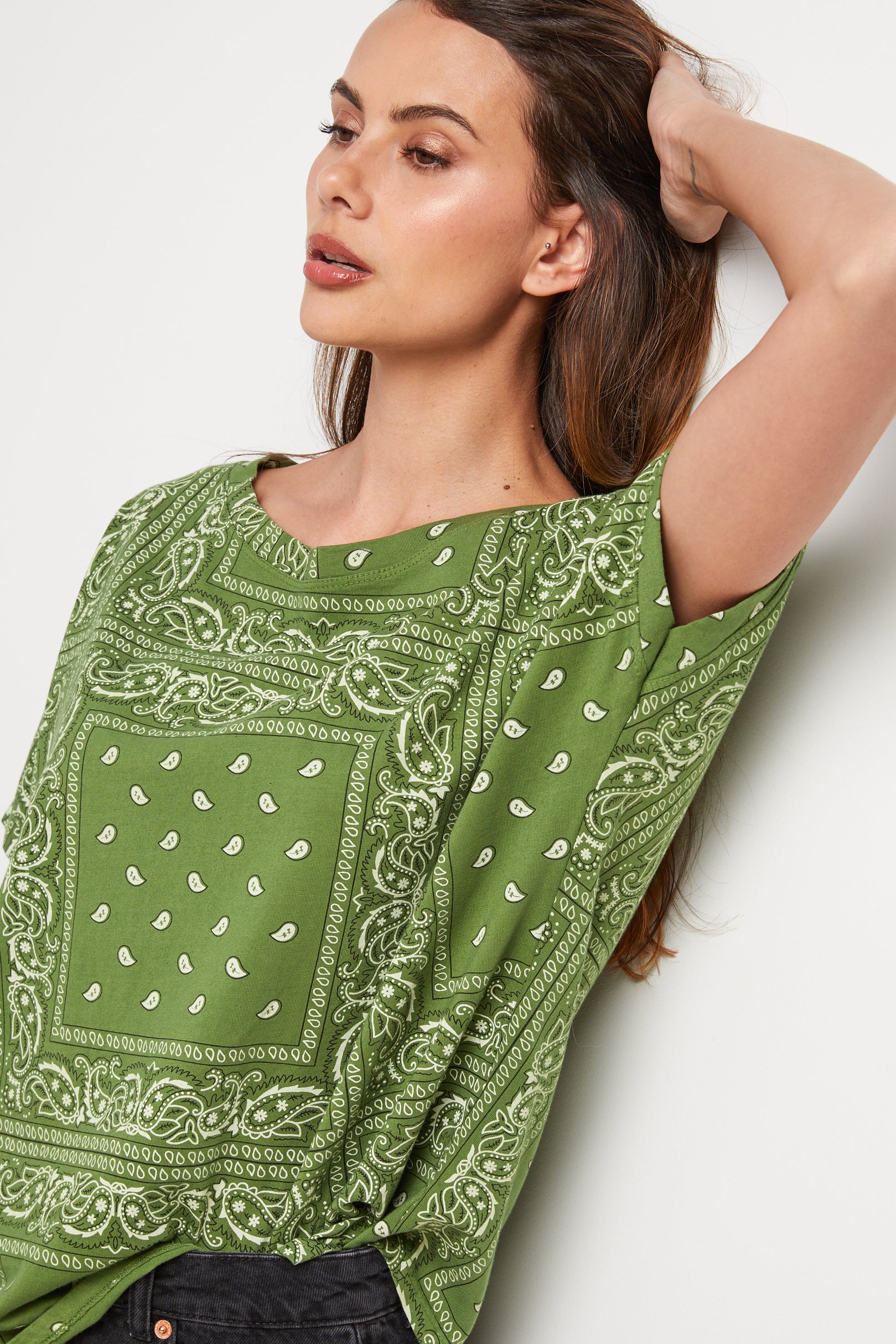 Bandana T-Shirt - Green - Women