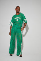 Charlie Lace Green Print College Pants