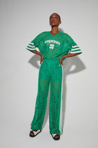 Charlie Lace Green Print College Pants