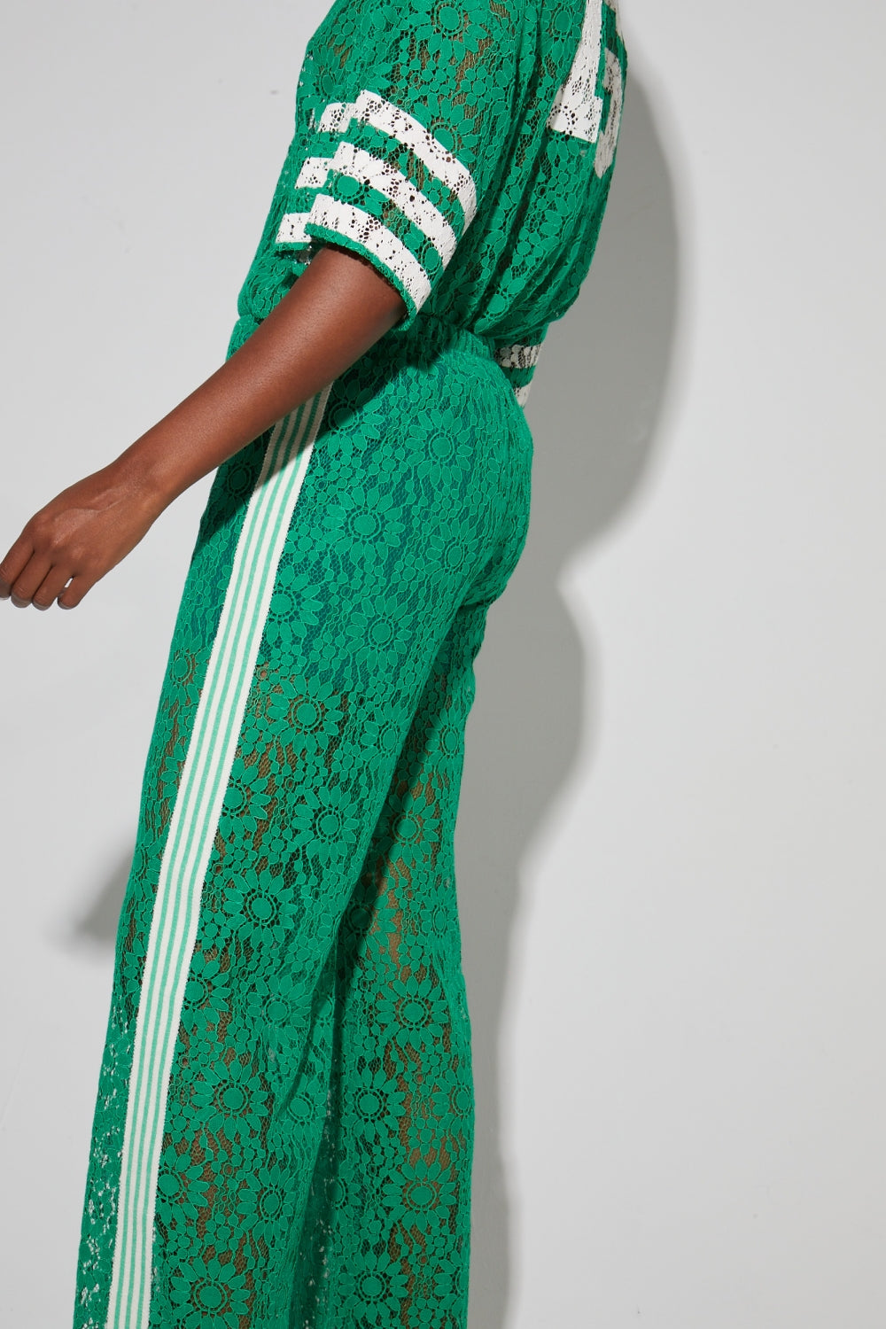 Charlie Lace Green Print College Pants
