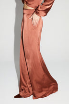 Pantalón Charlie Satin Viscosa Coñac Hecho En Italia