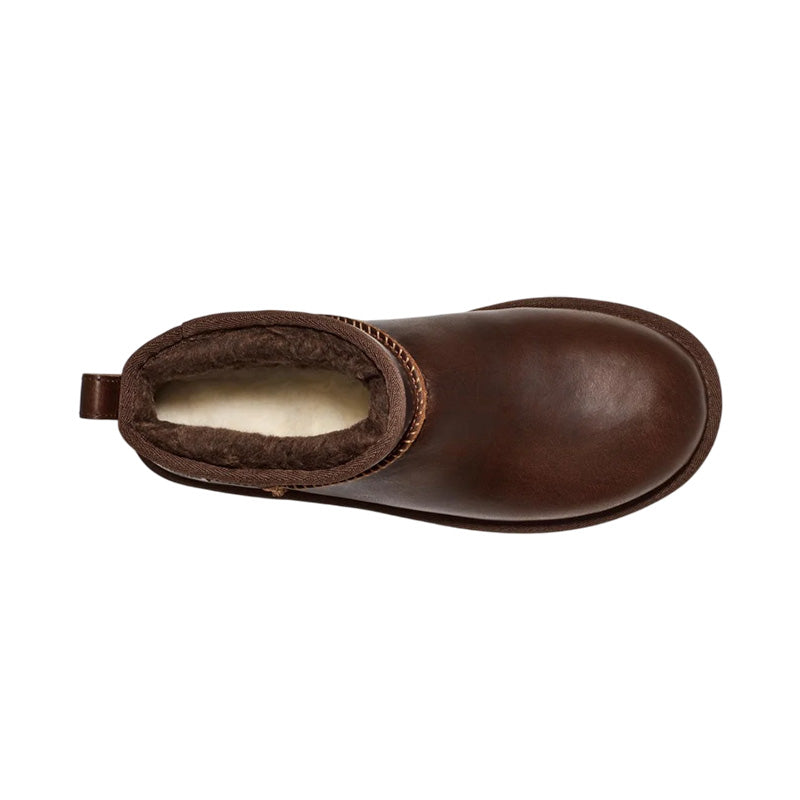 Boots Ugg Classic Ultra Mini Leather - Marron Foncé
