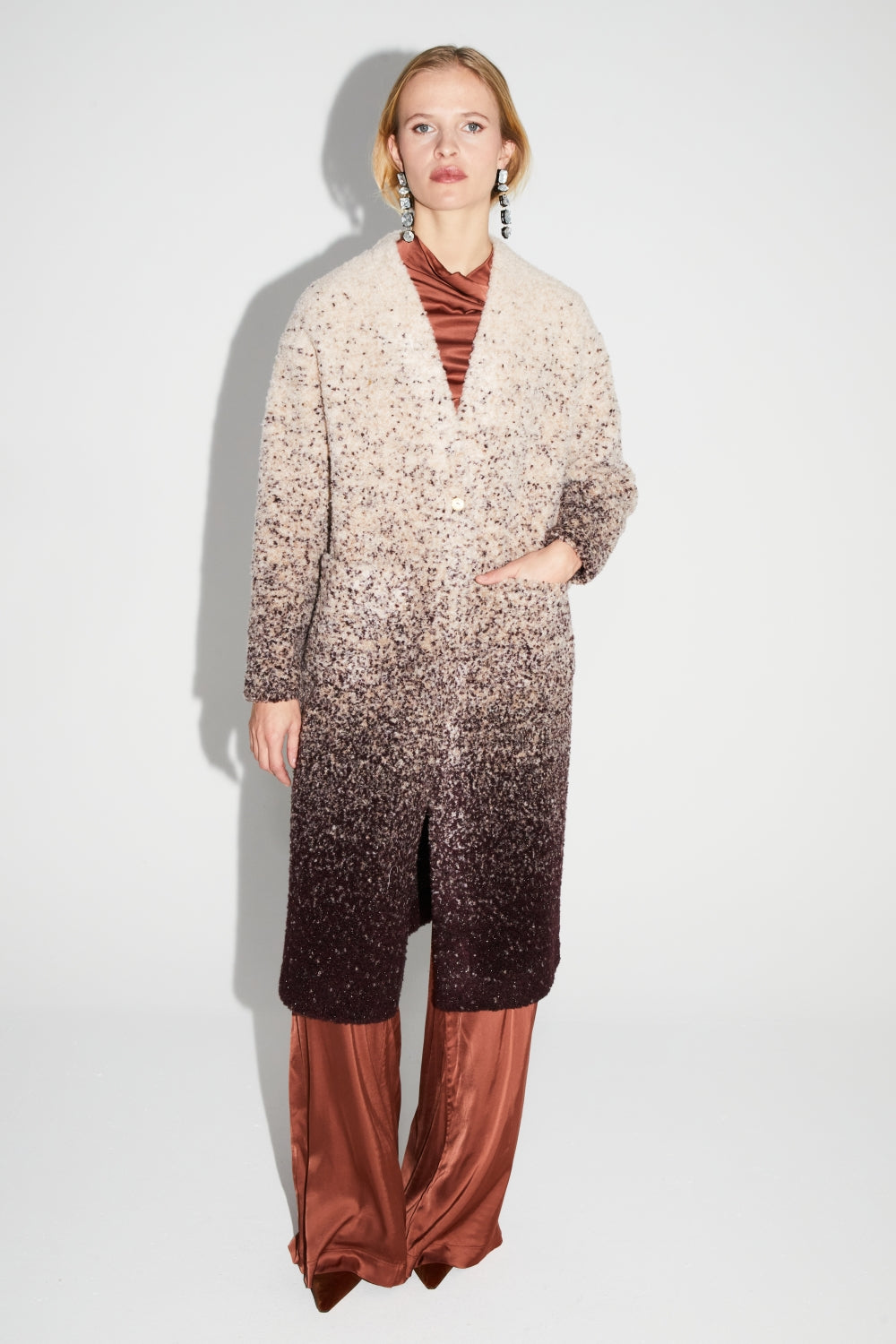 Doriane Bouclettes Chocolate Gradient Jacket Made In Italy