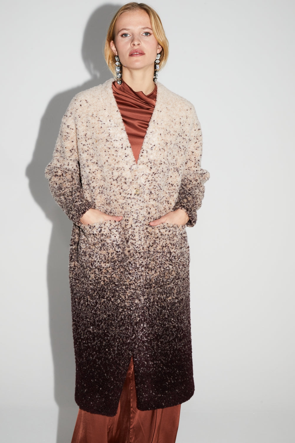 Doriane Bouclettes Chocolate Gradient Jacket Made In Italy
