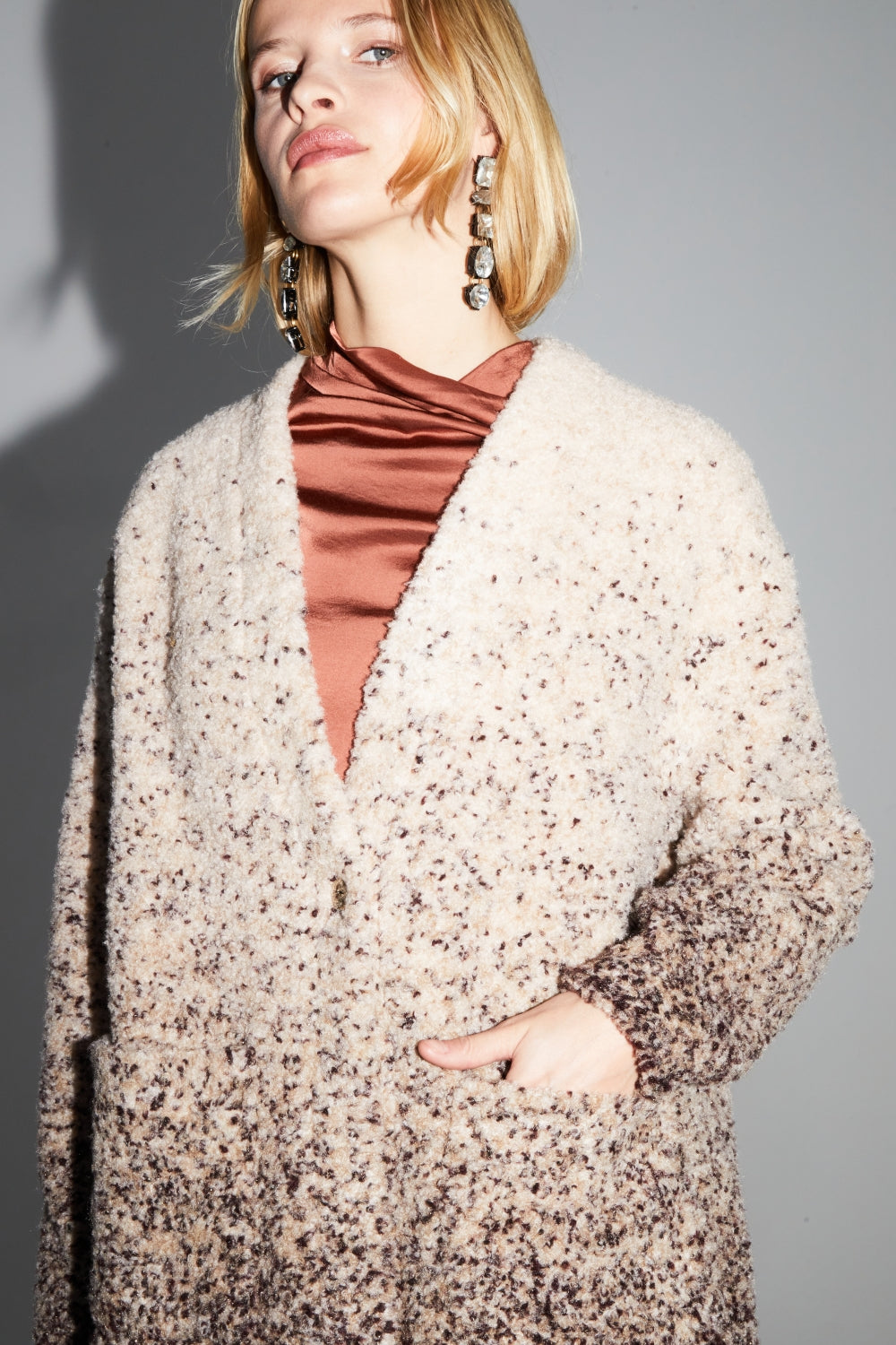 Doriane Bouclettes Chocolate Gradient Jacket Made In Italy