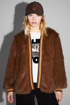 Veste Fausse Fourrure Nova Chocolat Fabriquée En Italie