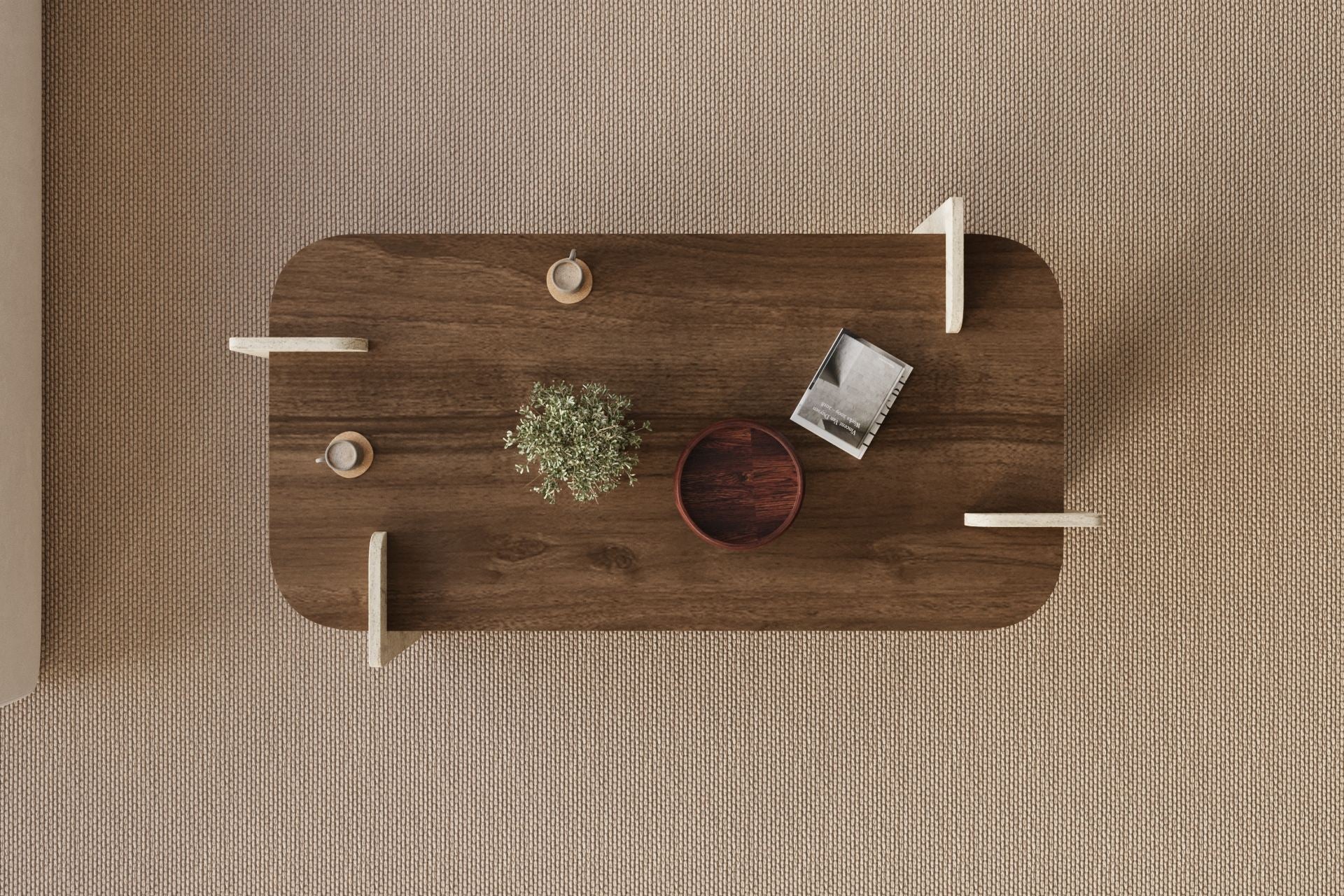 Leapiri - Mesa de Centro - Walnut/Travertine