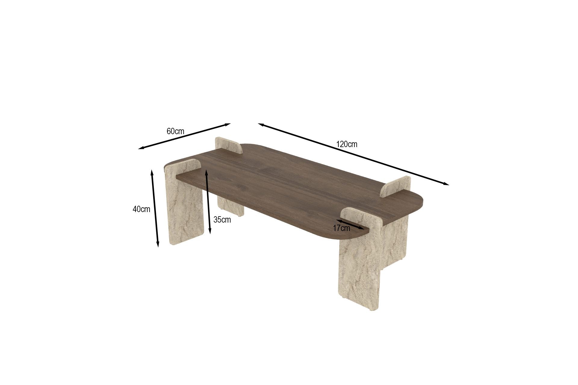 Leapiri - Mesa de Centro - Walnut/Travertine
