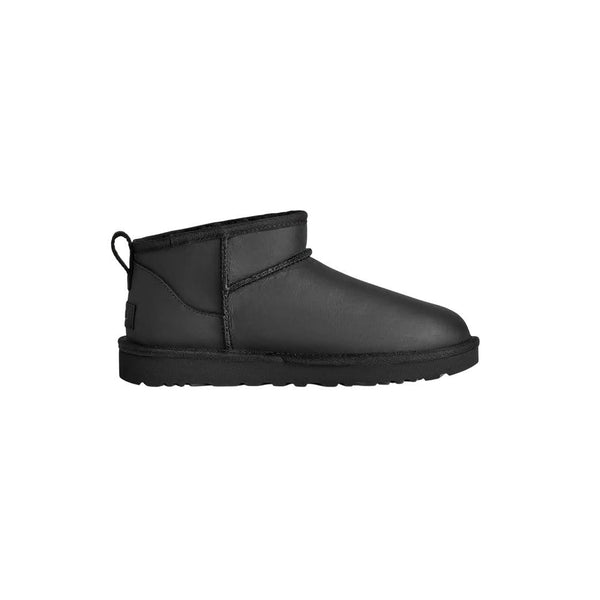 Ugg W Classic Ultra Mini Leather Boots - Black