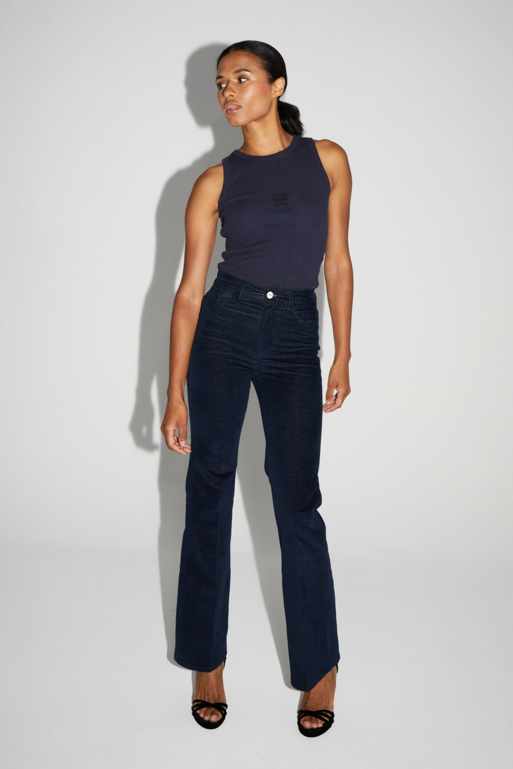 Denim Stevie Flare Velvet Navy Fabriqué Au Portugal