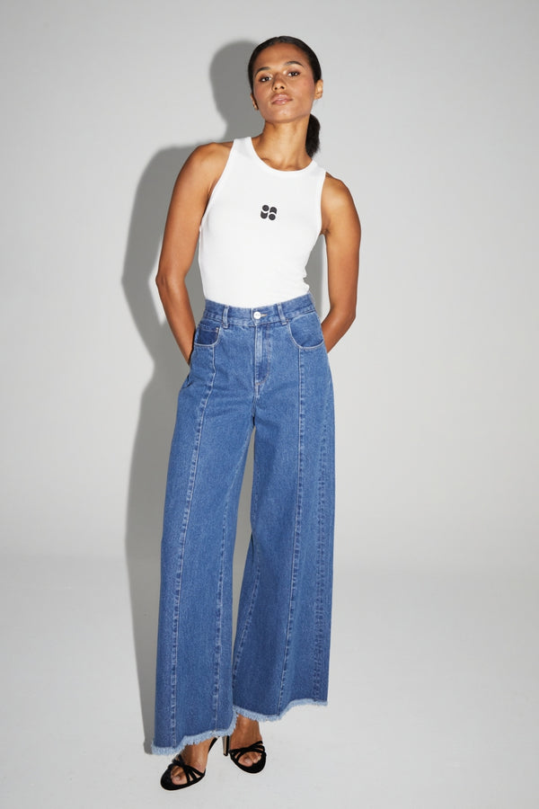 Denim Swiggy Palazzo Medium Blue Made In Portugal